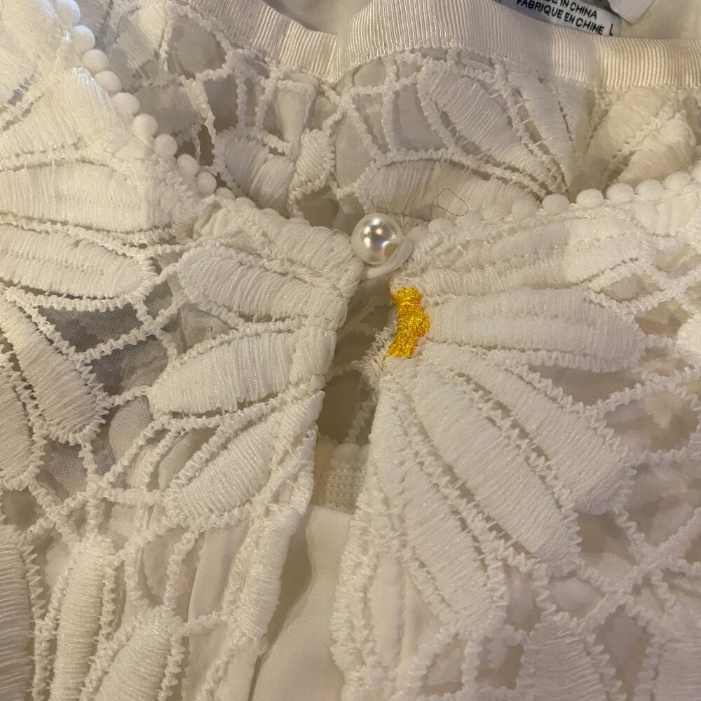 SAYLOR White Daisy Embroidered Two-Piece Top & Short Set with Yellow Centers - Picture 8 of 8